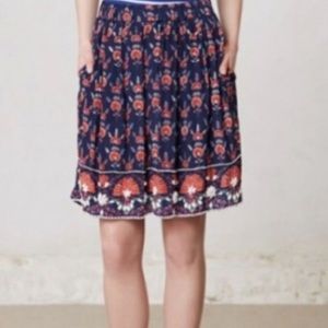 Anthropologie Floral Skirt with Pockets